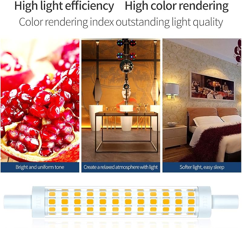 7117 R7s LED Izzó (118 mm) – 10W, Meleg Fehér 3000K, 360° Fény, Halogén 100W Kiváltó, 2 db