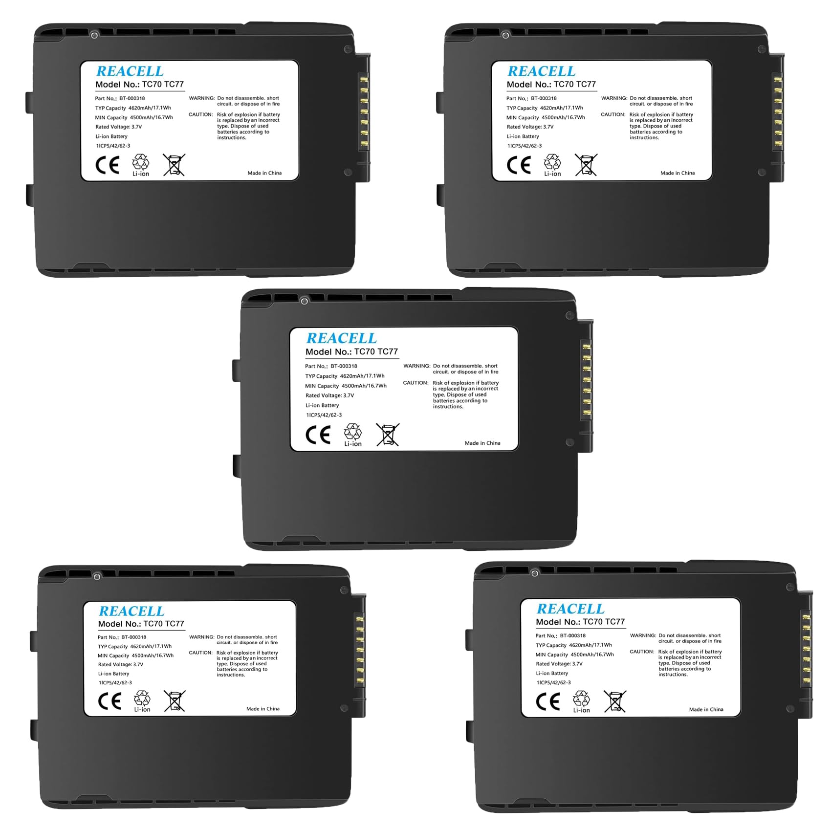 5 Packs TC70 Replacement Battery for Zebra TC70 Barcode Scanner