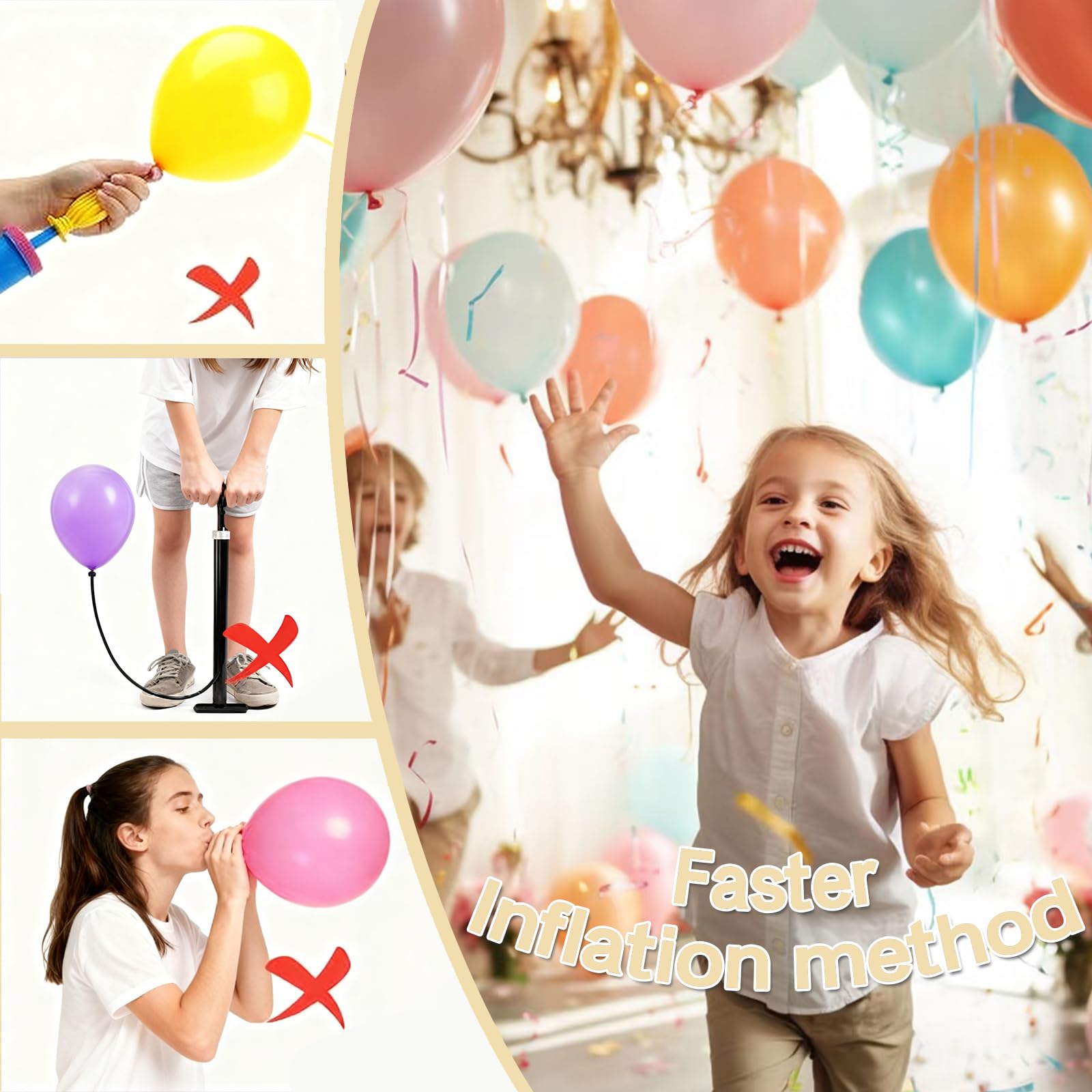 4in1 Ballonpumpe Gold Weiß