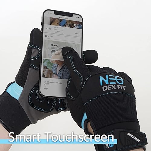 Miniatura 4 de DEX FIT Guantes mecánicos MG310 Premium, refuerzos de poliuretano duraderos, agarre firme, ajuste cómodo elástico, compatible con pantalla táctil,