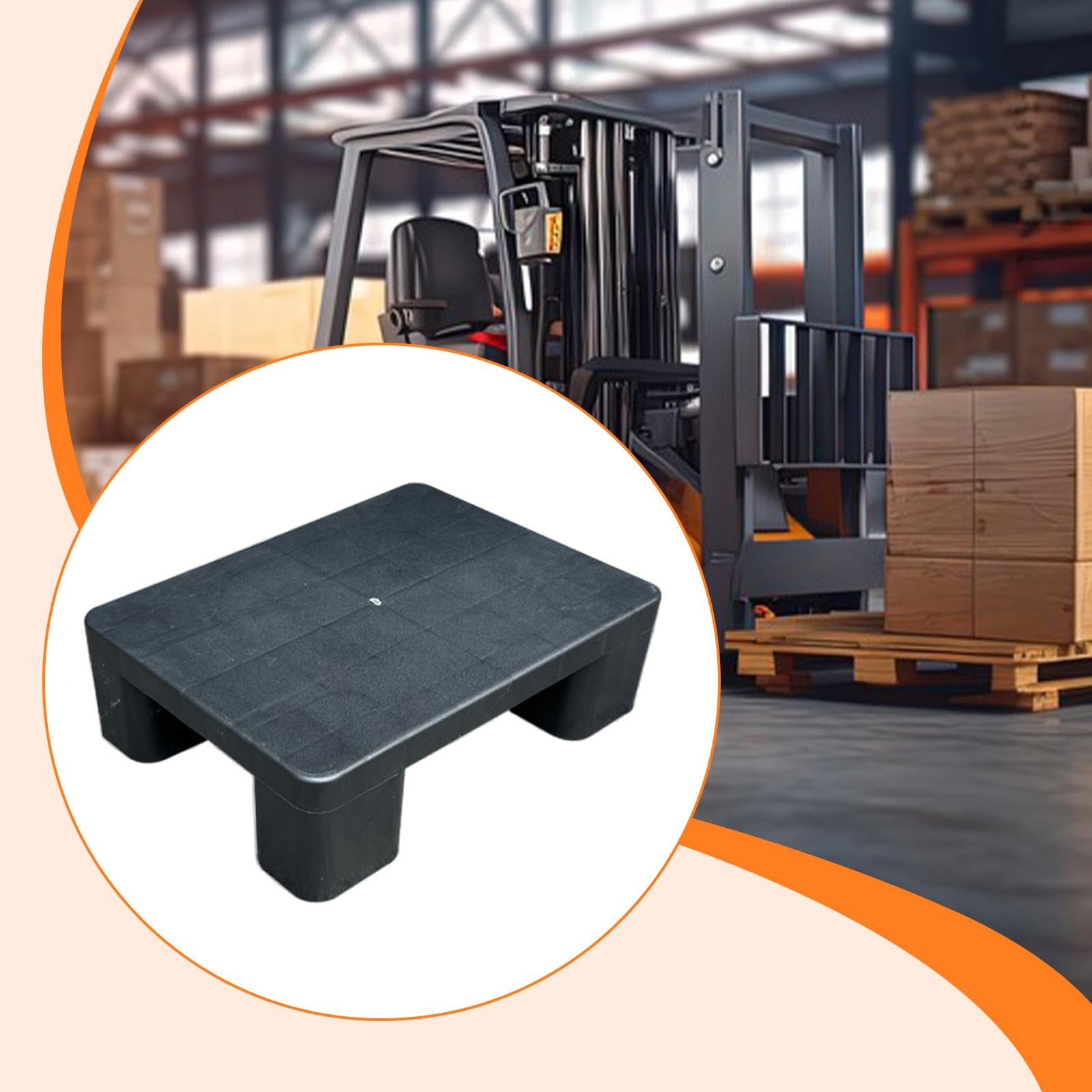 Palette de Stockage Marchandise, Plateau de Palette, Résistant à l'eau Palettes Entrepôt, Tapis de Rangement pour Plancher Sec, Palette de Sous-Sol pour Transport de Meubles Garage, Logistique, Noir