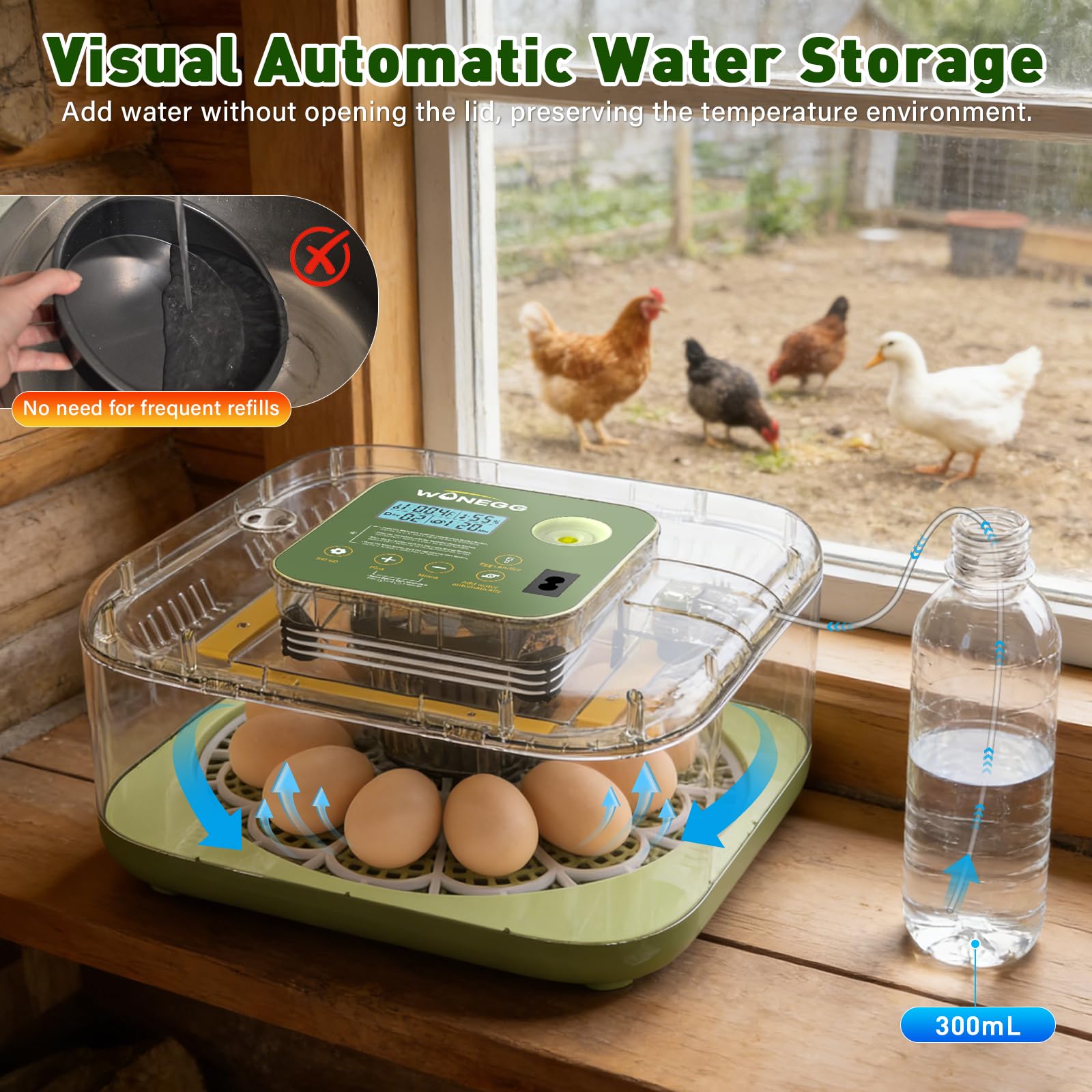 Rsaoty 12 Huevos Incubadora Huevos Gallina, Incubadora de Huevos, Incubadora Automatica Huevos, Control de Temperatura y Humedad, Visualización de 360° para Huevos de Pollo, Pato y Codorniz