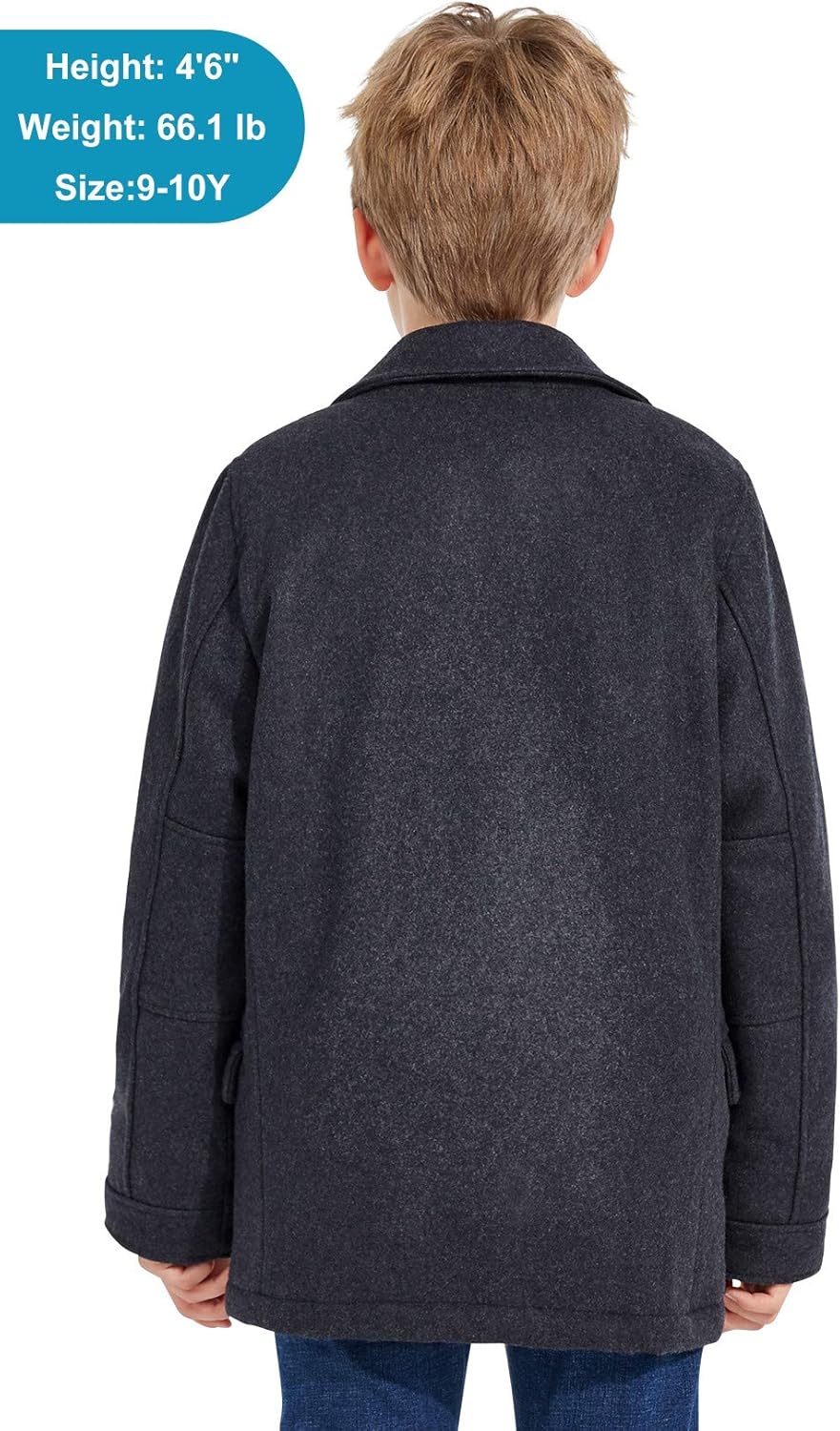 SOLOCOTE Boys Coat Elegant Notched Collar Double Breasted Wool Blend Over Pea Coat: Clothing, Shoes & Jewelry
