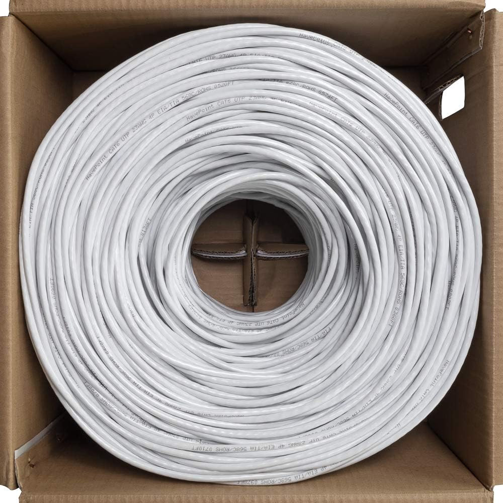 NavePoint Cat6 (CCA), 1000ft, Black, Solid Bulk Ethernet Cable, 550MHz, 23AWG 4 Pair, Unshielded Twisted Pair (UTP) : Electronics