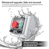 Vista 3 de IP67 Caja Impermeable para Exteriores 2 Botones Pulsadores (Letra) Botón de Parada de Emergencia Botón Pulsador Momentáneo con Cubierta Protectora