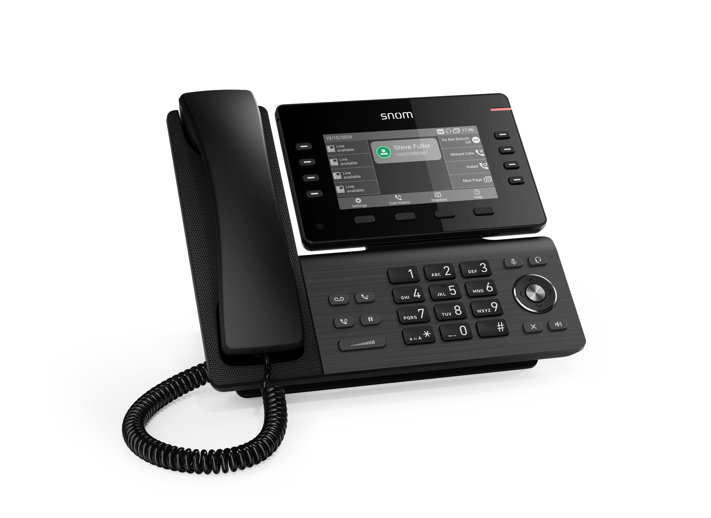 Snom Telefono fisso D812 IP con display a colori da 5" – Telefono da ufficio con 8 pulsanti programmabili, porta USB e custodia antibatterica per una comunicazione efficiente