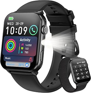 Blackview R30Max Smartwatch for Men Women: 1.91" HD Touchscreen, Bluetooth Calls, Heart Rate Sleep Monitor, LED Flashlight, 100+ Sports Modes
