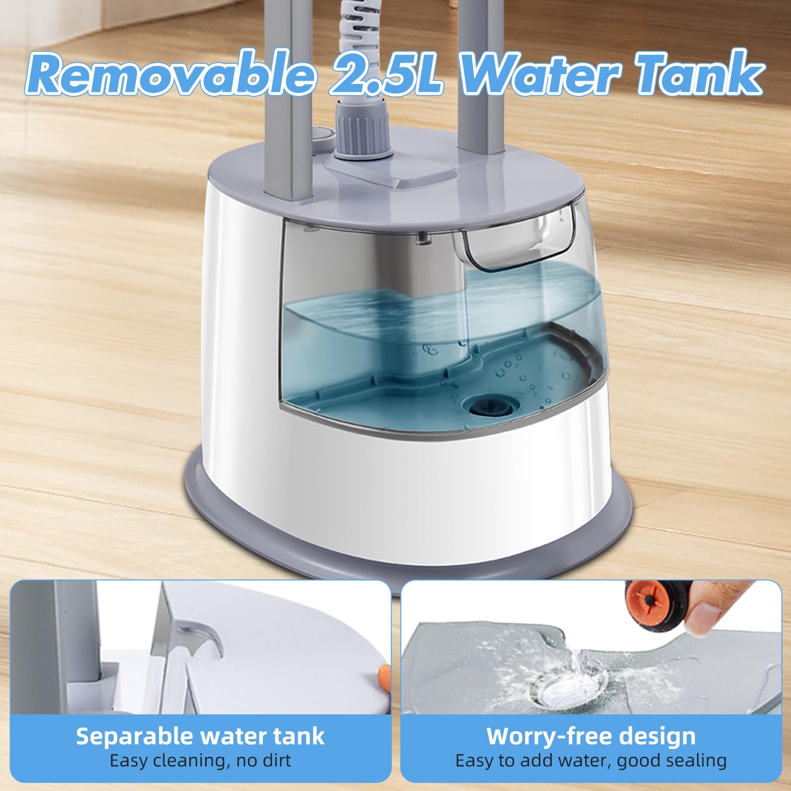 Defroisseur Vertical,Steamer Defroisseur,2000 W 45g/min,Réservoir D'eau de 2.5 Litres,Réglable en Hauteur, Elimine Les plis et Fonctionne sur Tous Les Tissus