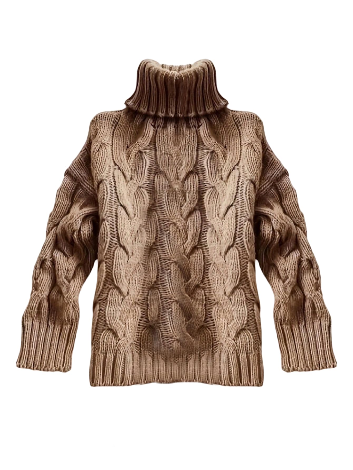 Womens Cable Knit Turtleneck Sweater Loose Pullover Sweaters Fall Jumper