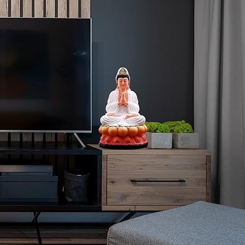 Miniatura 3 de CHUNCIN - Quan Yin Buddha Sitting on A Lotus Statue Guanyin, Kwan Yin, Kuanyin, Goddess of Mercy Handicraft Figurine Chinese Feng Shui Decor