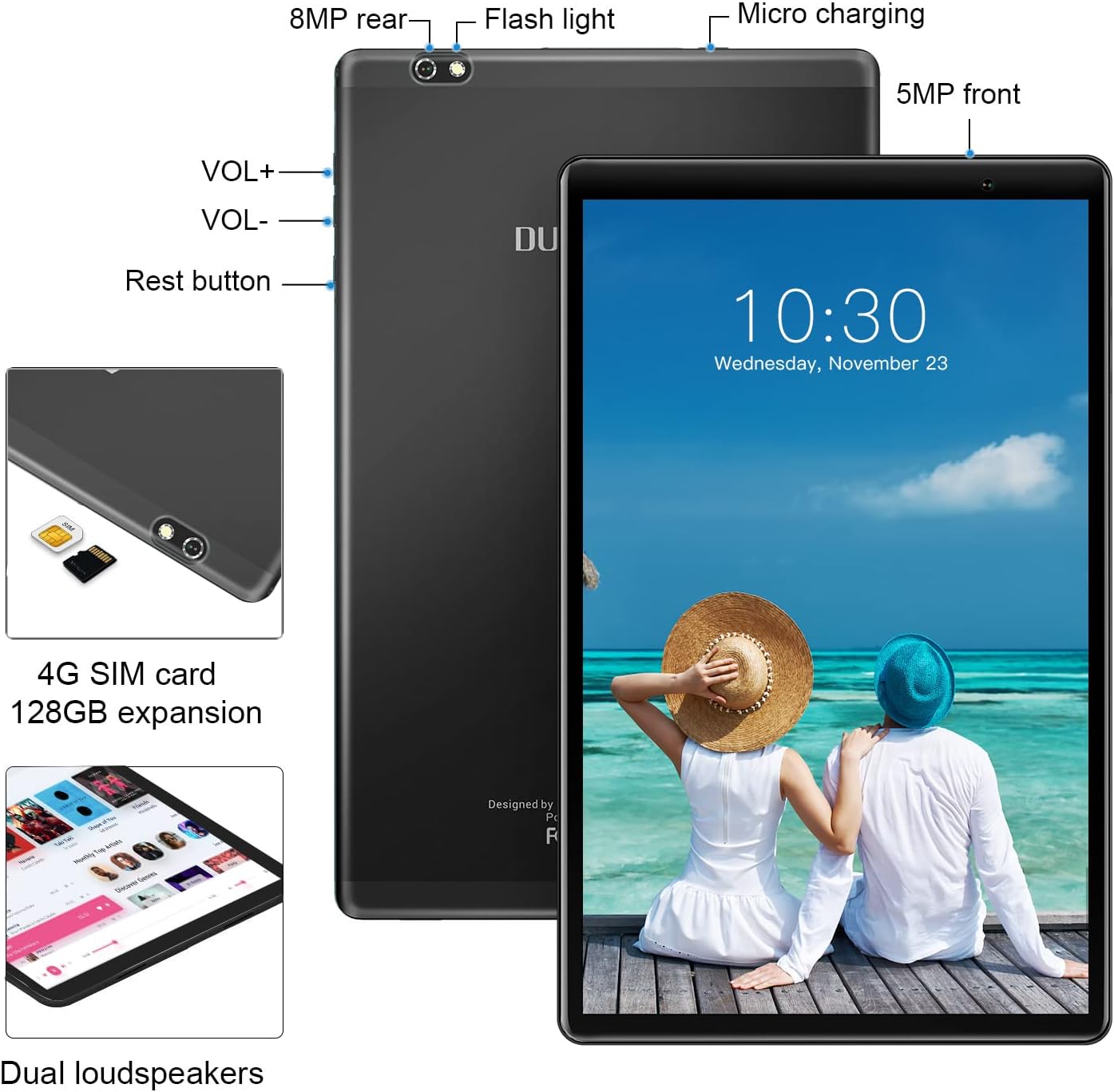 DUODUOGO 4G LTE Tablet 10 Pollici con Wifi Offerte, Tablet in Offerta 3GB RAM 32GB/128GB, Android 10.0 Tablet PC 8000mAh Dual SIM 5+8MP Bluetooth GPS Type-C DUODUOGO 4G LTE Tablet 10 Pollici con Wifi Offerte, Tablet in Offerta 3GB RAM 32GB/128GB, Android 10.0 Tablet PC 8000mAh Dual SIM 5+8MP Bluetooth GPS Type-C