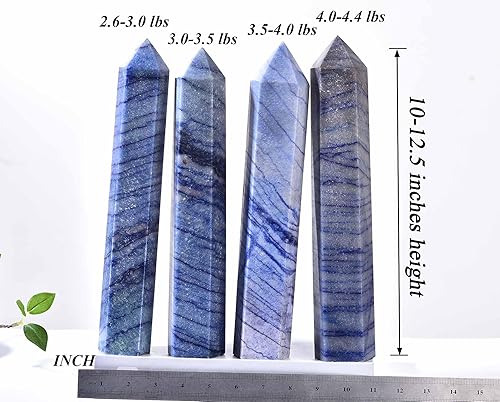 Miniatura 3 de AMOYSTONE Torre de obelisco de cristal curativo extra grande, varita de punta de aventurina azul, decoración de cristal Reiki, 4.0-4.4 libras