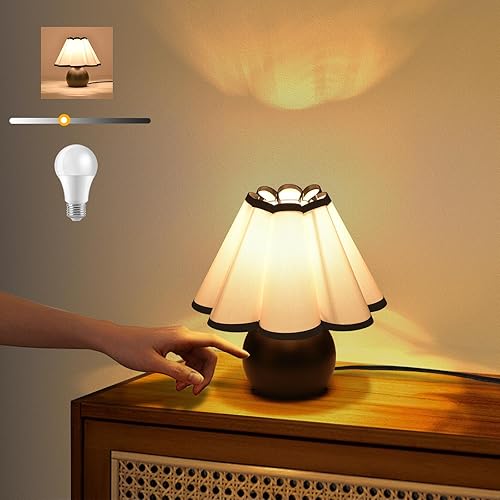 Miniatura 16 de Lámpara de mesa pequeña azul claro para mesita de noche del dormitorio, lindas lámparas de dormitorio para mesita de noche, lindas mini lámparas de