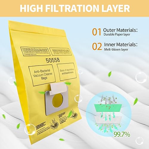 Miniatura 3 de Paquete de 20 bolsas de vacío de repuesto 5055 para recipiente tipo C/Q 5055 50555 50557 50558 50403 50410 53291 tipo C-5 C-18 amarillo