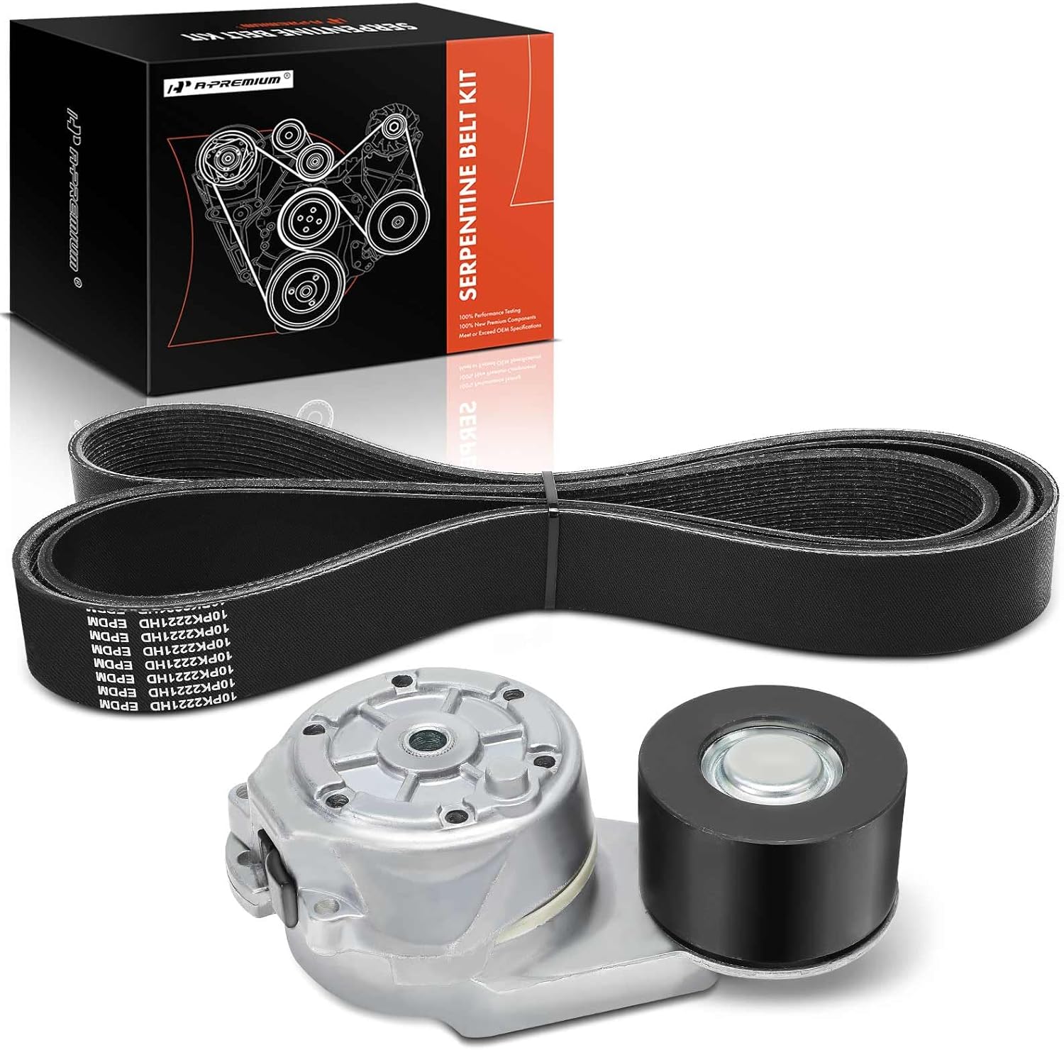 A-Premium Engine Serpentine Belt Drive Kit Compatible with Freightliner Cascadia 2012-2017 11.9L & Peterbilt 365 2012 8.9L, 579 2015-2017 11.9L