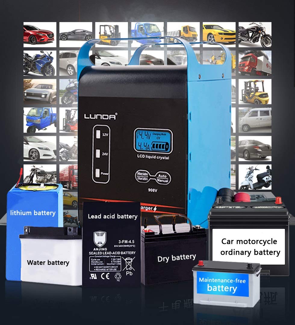 Ładowarka do akumulatora samochodowego, ładowarka 12 V 12 V 40 A 24 V 20 Amp w pełni automatyczna ładowarka akumulatora, automatyczne zasilanie motocykla