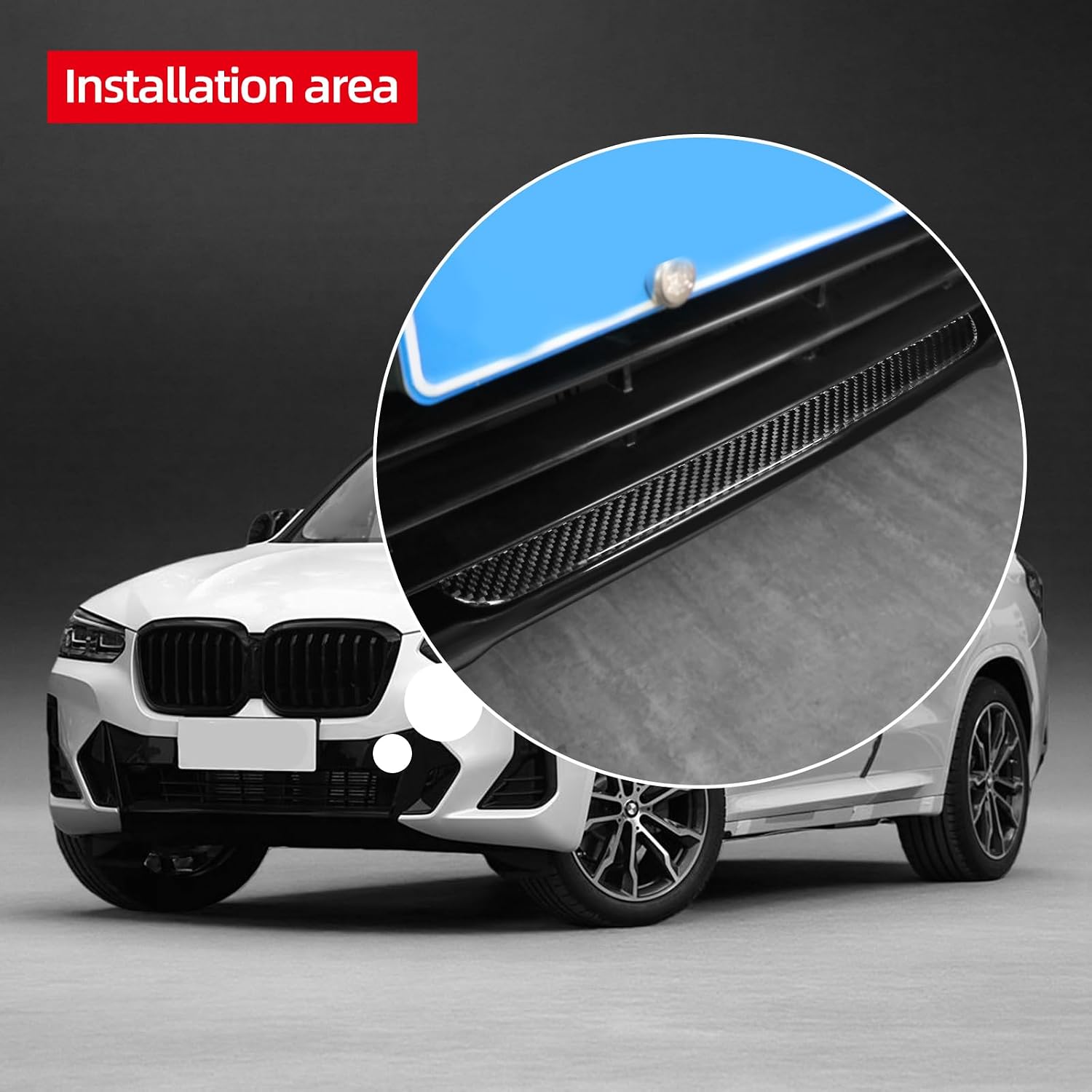 BETTERHUMZ Car Front Bumper Protector Trim Compatible with BMW X3 X4 G01 G02 G08 2021 2022 2023 2024 Carbon Fiber Decoration Strip Exterior Molding Accessories (BLK)