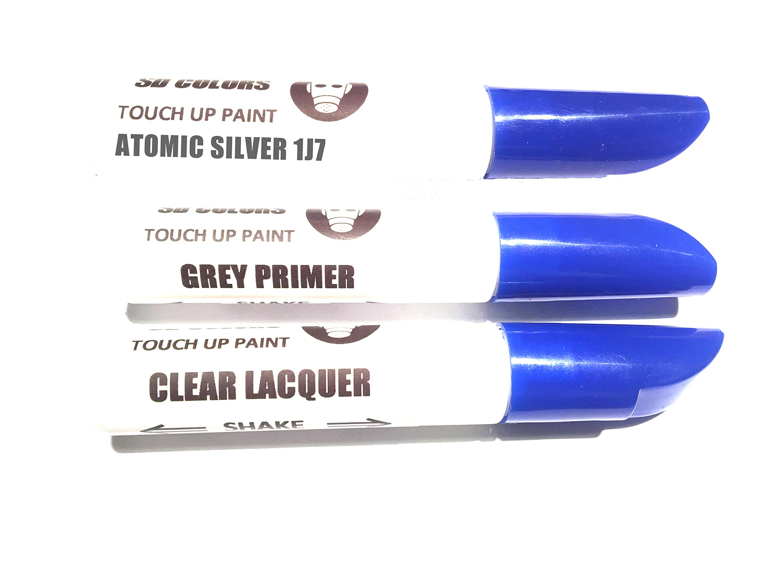 SD COLORS ATOMIC SILVER 1J7 New Touch Up Paint Pen REPAIR KIT 12ML SCRATCH CHIP BRUSH COLOR 1J7 ATOMIC SILVER (PAINT+PRIMER+LACQUER)