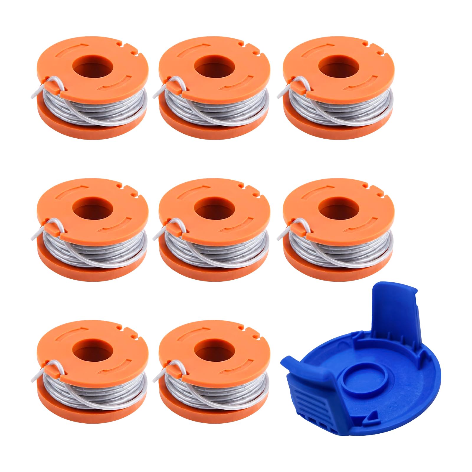 Strimmer Spool Compatible with Mac Allister MGTP18Li Trimmer Line, 3.05M x 1.65mm Autofeed WX150 Replacement Spool and Line (8 spool + 1 cover)