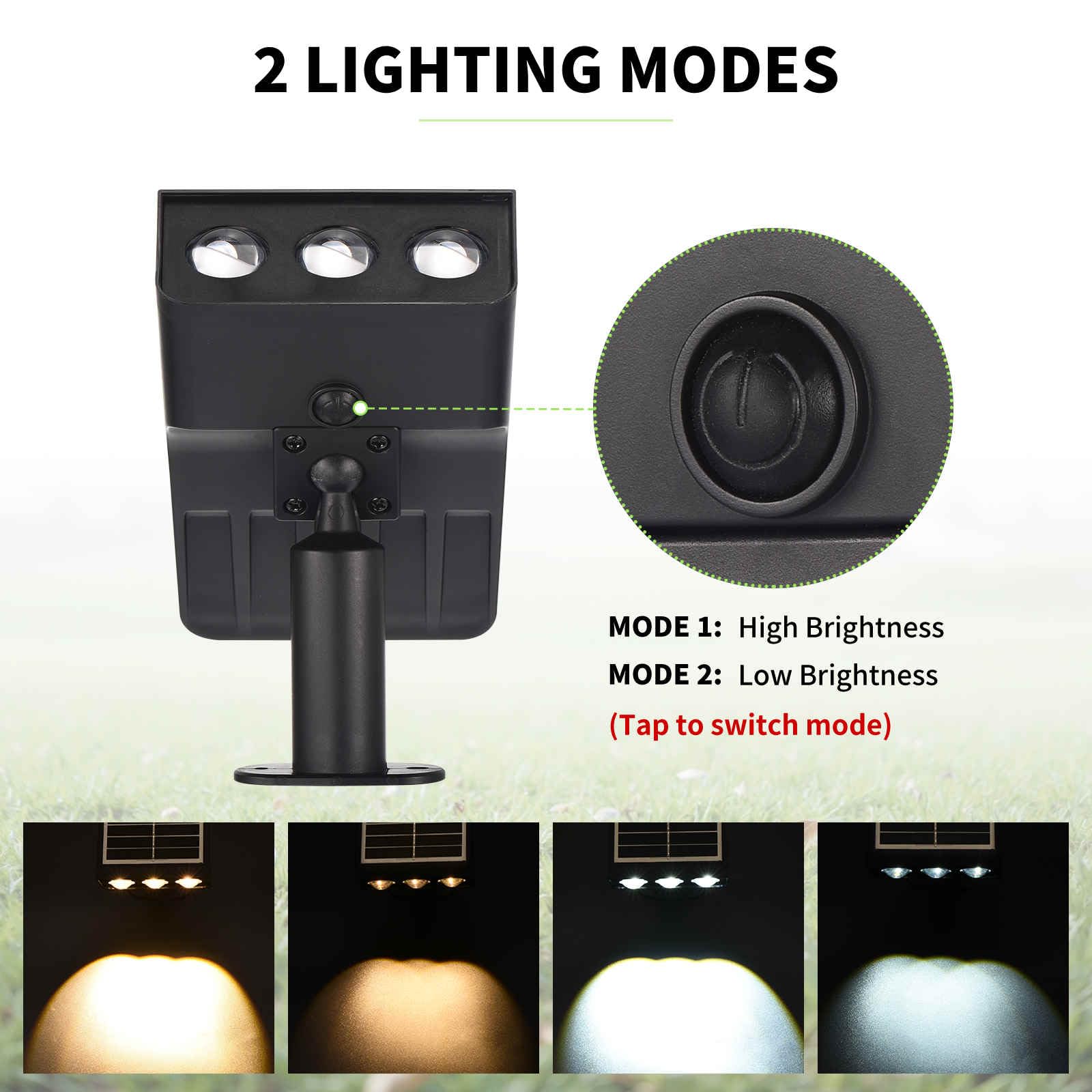 Solar Spot Lights Outdoor, 2 Pack Solar Landscape Spotlights 3 Lighting Modes IP65 Waterproof Adjustable Light House Lights Spot Light for Yard