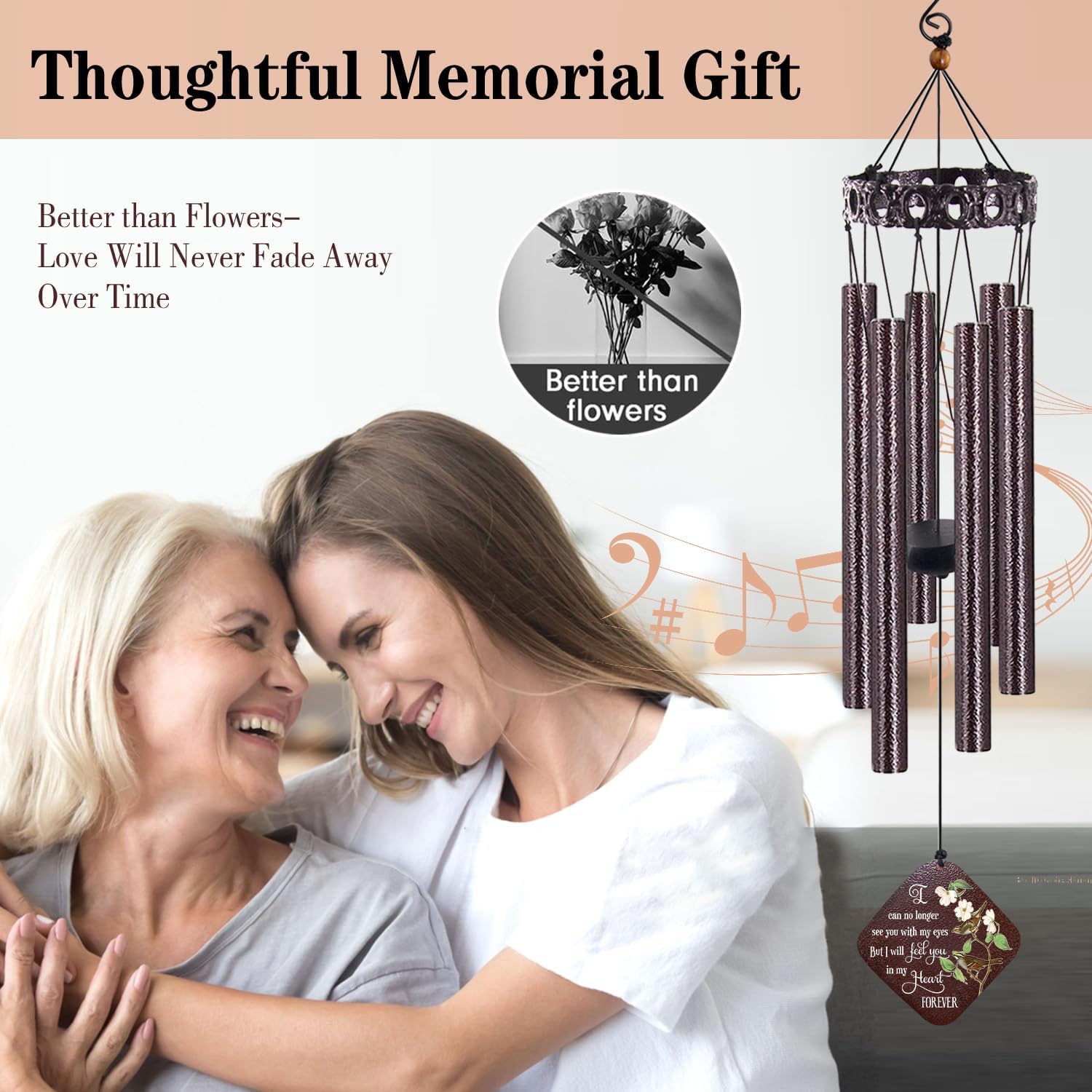 Personalized Wind Chimes, Memorial Wind Chimes 28inch, Custom Wind Chime for Loss of Mother, Loving Memory Wind Chime, Sympathy Gifts Garden Home Decorations