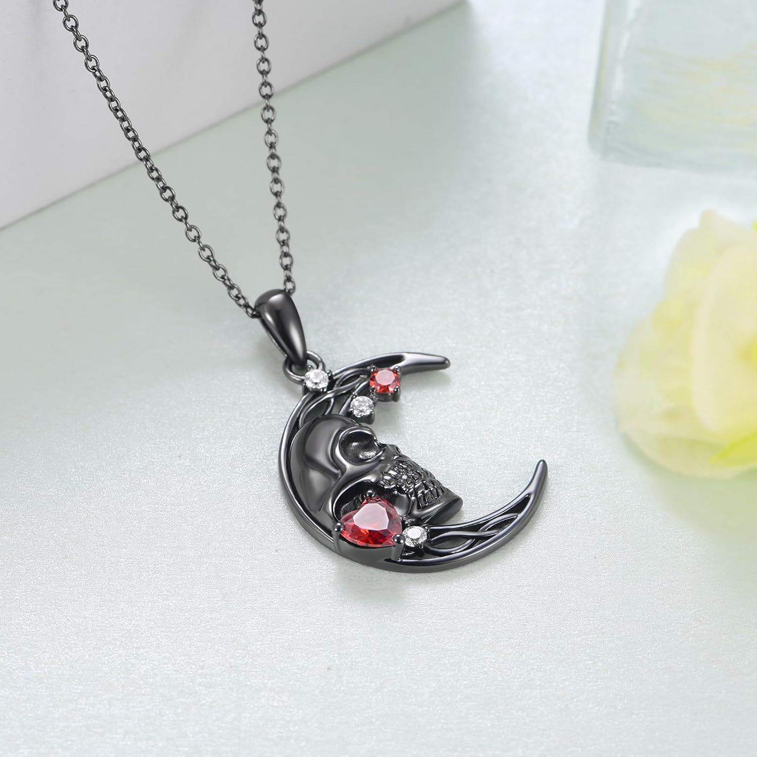 Gothic Necklace 925 Sterling Silver Skull/Skeleton Necklace Gothic Jewelry Gifts for Women - Image 2