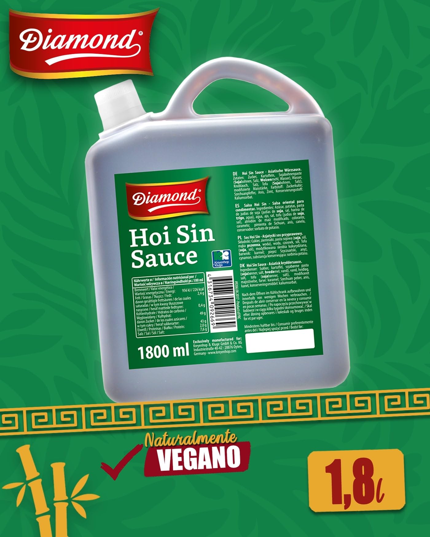 DIAMOND Salsa Hoisin, salsa dulce, profunda y sabrosa de Asia - 6 x 1,8 l