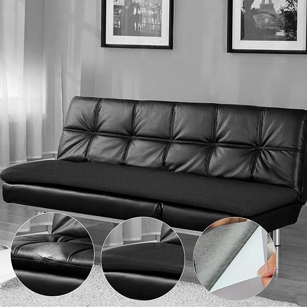 Bocguy Simili Cuir Autocollant, 30 x 120 cm Patch Cuir Auto-adhésif Rénovation, Kit Reparation Cuir Pour Canapés, Sacs à Main, Vestes, Sièges de Voiture, Noir - 5