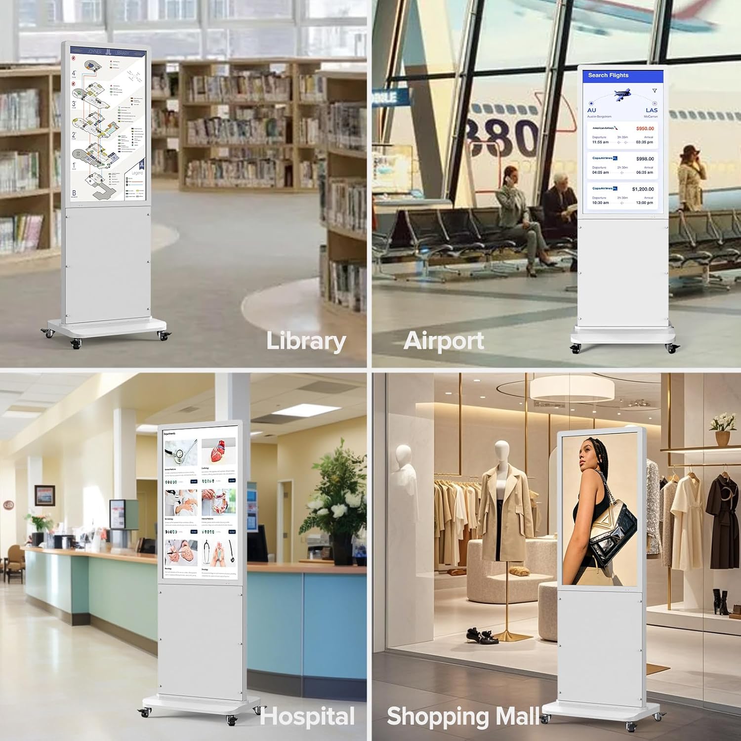 Digital Signage 43 Inch Interactive Kiosk 4K UHD IPS Touchscreen LCD Floor Standing Advertising Display with Android 14 System Remote Control