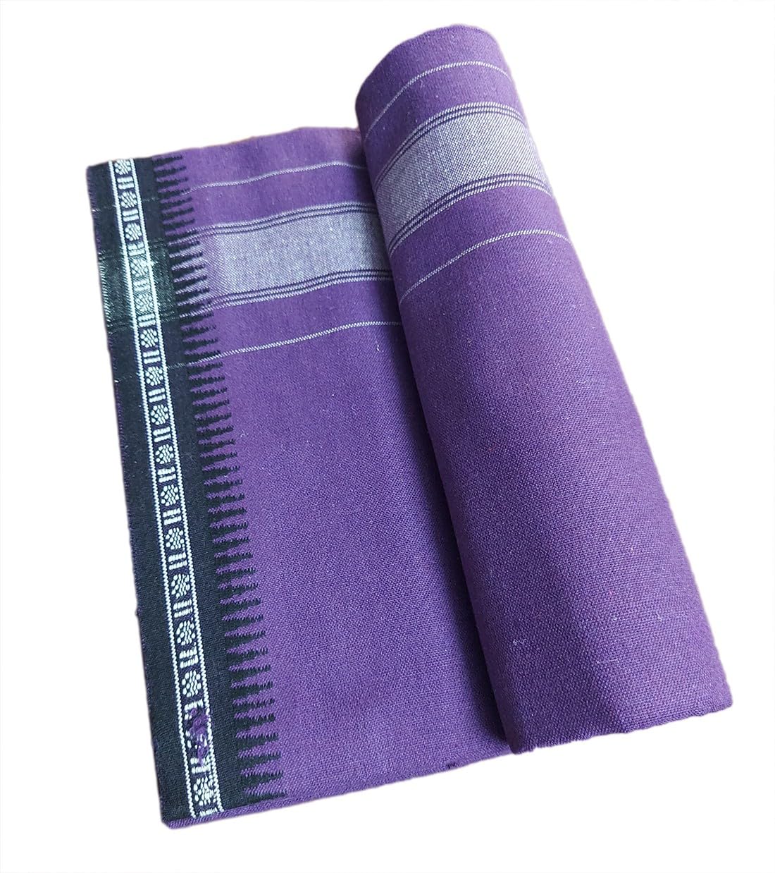 Prakasam Cotton Mens Single (1.28 X 2.00 Mtrs) Colour Thalapathi Border Dhoties/Fine Quality Single Dhoties (Violet)-Pack Of 2 Dhoties