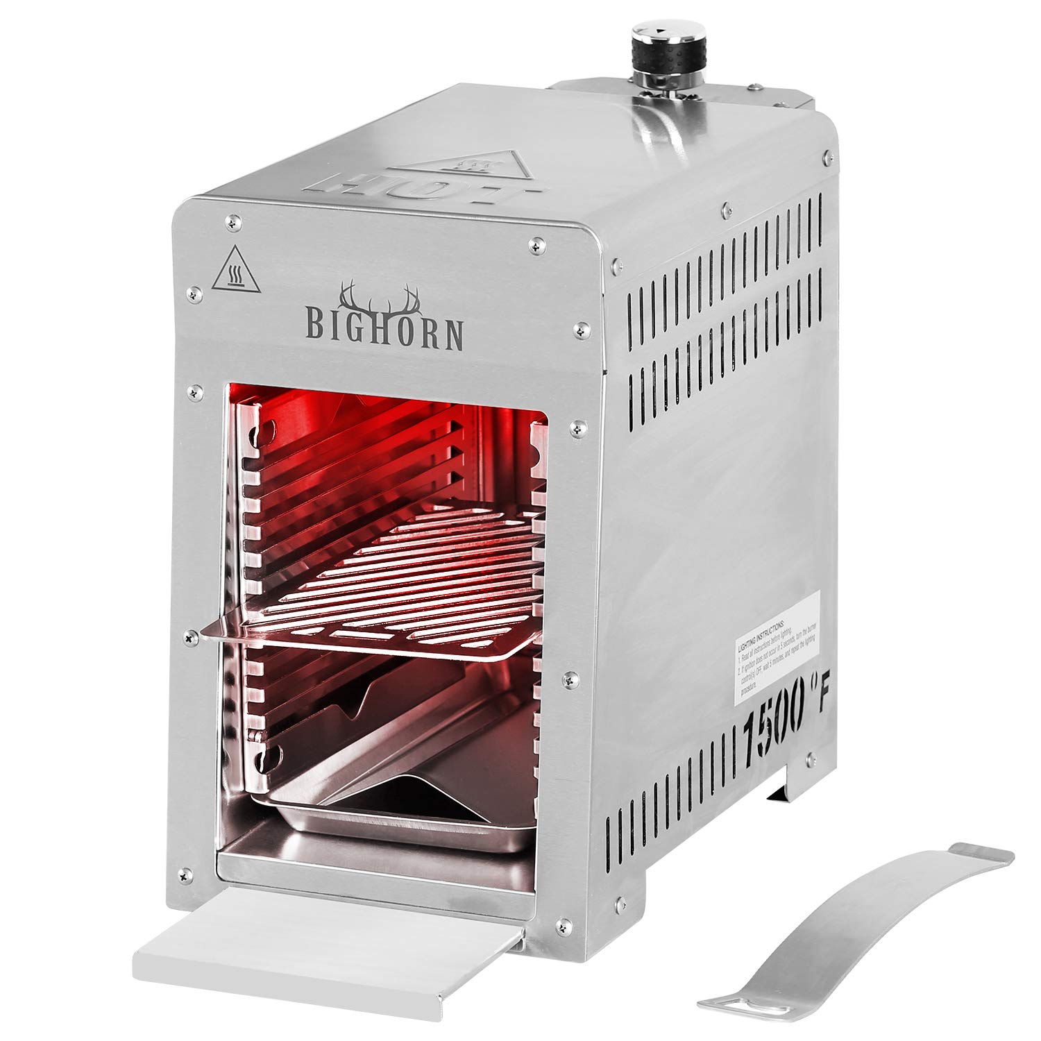 BIG HORN OUTDOORS Portable Infrared Broiler Propane Gas Grill, 1500