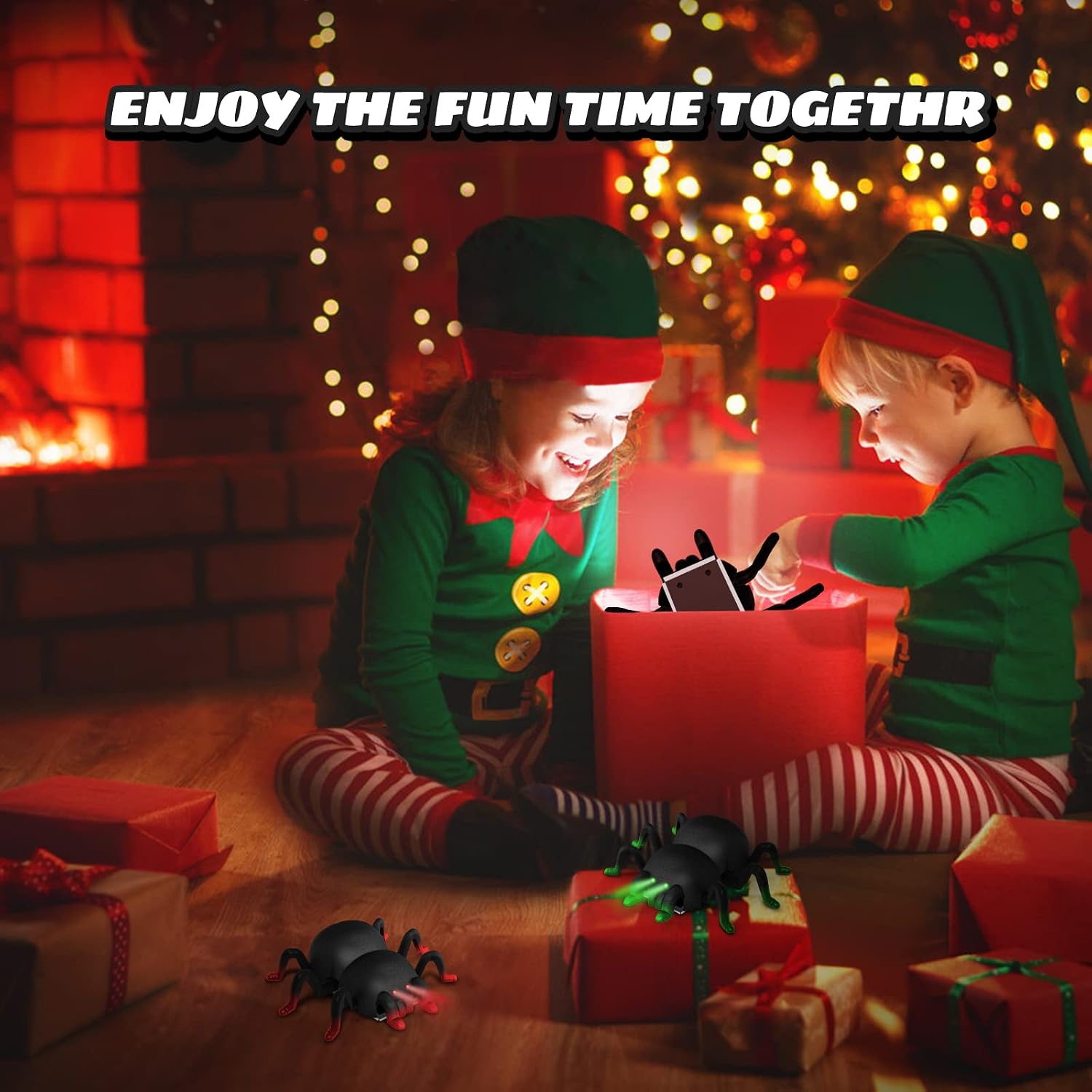 Wall/Floor 2 Mode Remote Control Spider, Halloween Birthday Gifts for Boys Girl, Wall Climbing Spider Tarantula with LEDs Eyes, Party Joke Prank Toys for Kids Ages 6+, Green