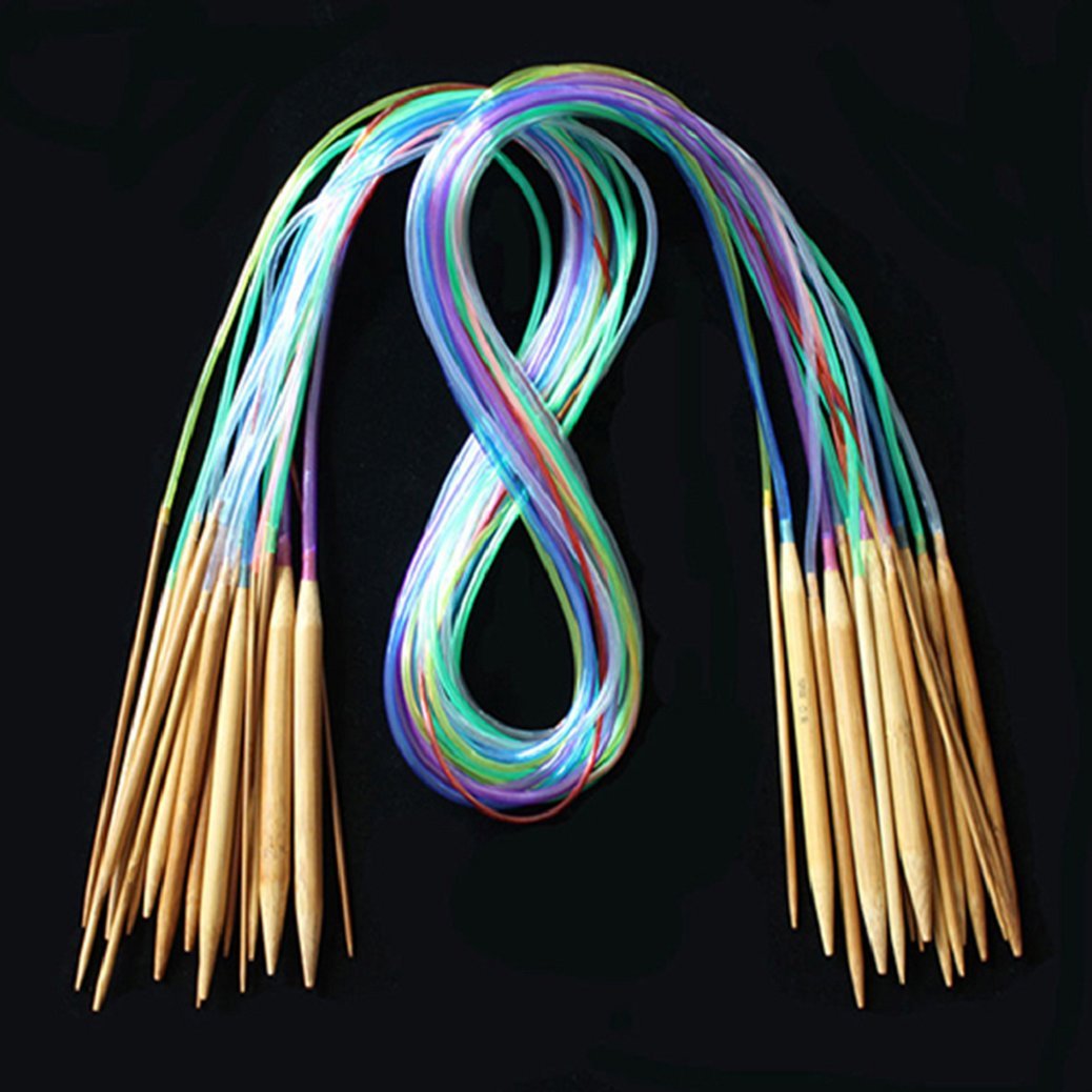 SWEEGICC - 18 Ferri Circolari In Bambù Per Maglia - Set Da 2 Mm A 10 Mm, Lunghezza Cavo 100 Cm