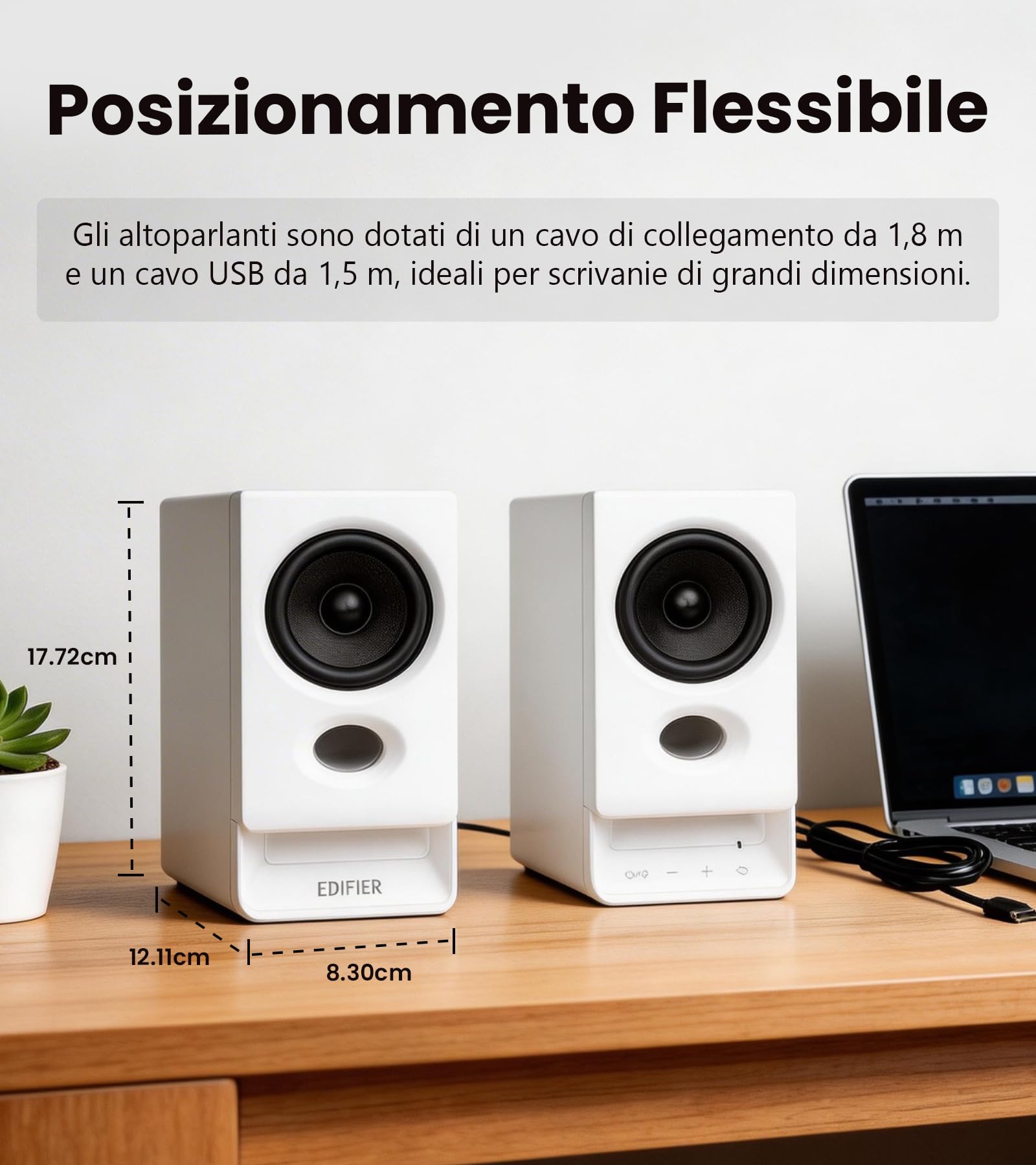 Edifier R20BT głośniki komputerowe USB, sterowniki pełnego zakresu 2,75", Bluetooth 6.0, sterowanie dotykowe, wejście AUX, oświetlenie i profile dźwięku konfigurowalne w aplikacji – Biały