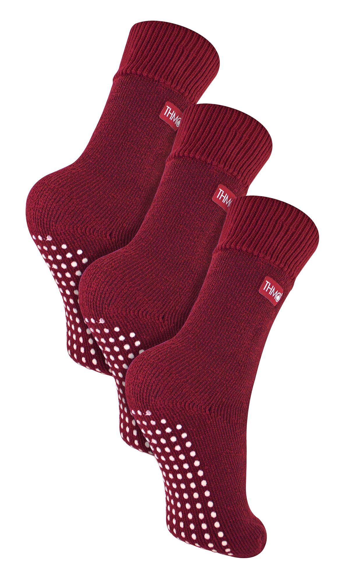 THMO 3 Pack Kids Socks with Grippers Thermal Socks for Boys & Girls | Fleece Cozy Socks (7-10 Years, Fuchsia)