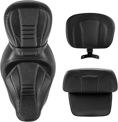 Miniatura 87 de TCT-MOTORPARTS Low-Profile Pillion 2-Up Seat Driver Passenger Seat & Rider Pad Fit For Harley Road Street Glide 2009-2023