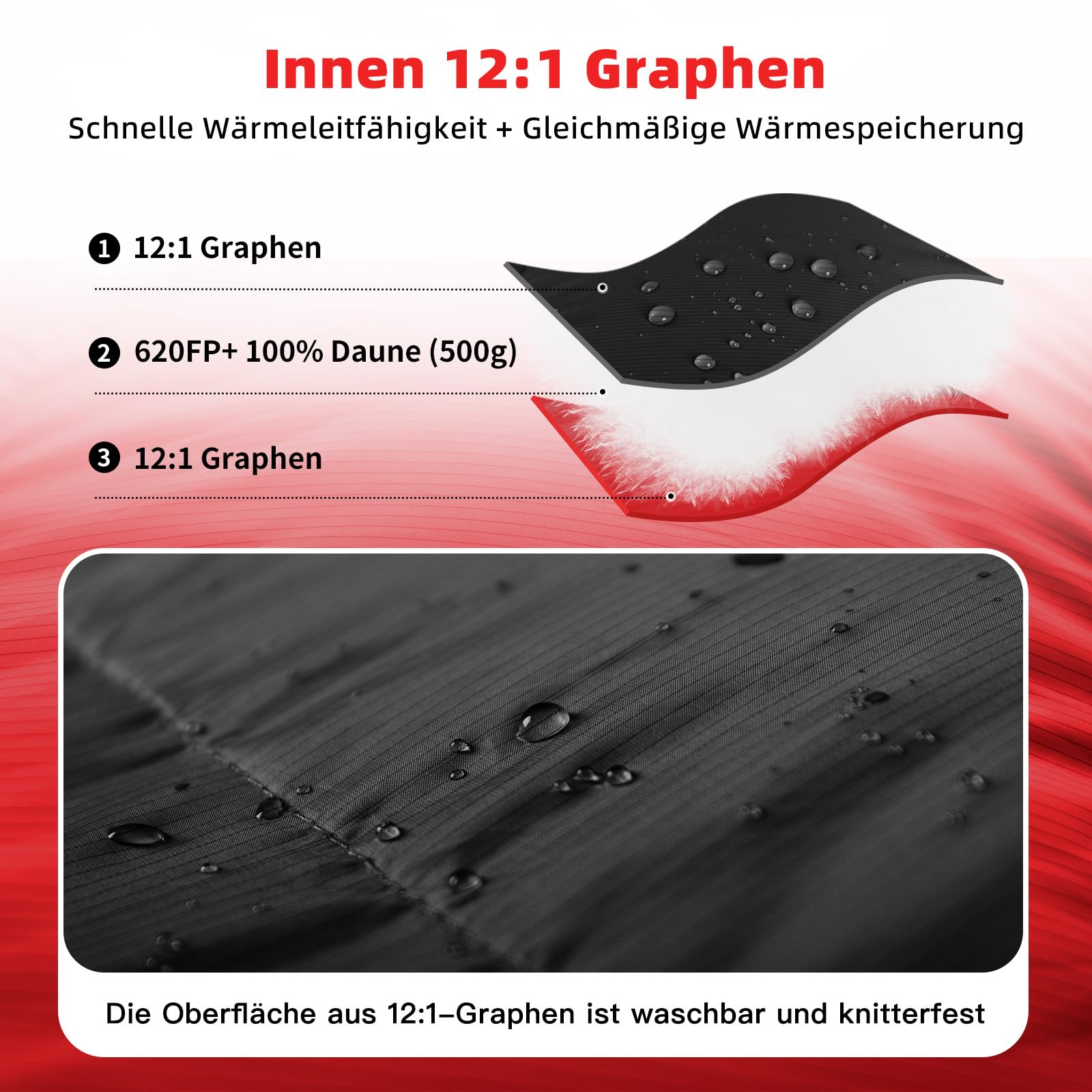 daunenschlafsack verfügt über EIN Graphenfutter und eine 620FP Füllkraft von Entendaunen, 4-Jahreszeiten-Schlafsack, Ultraleicht, geeignet zum Wandern, Campen und Bergsteigen