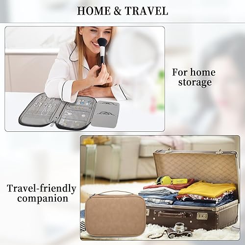 Miniatura 5 de labato Organizador de viaje para joyas, artículos esenciales de viaje, estuche organizador de viaje delgado, bolsa portátil con cremallera para
