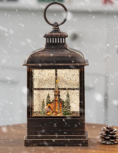 Miniatura 6 de Luces de bola de nieve, muñeco de nieve brillante de agua, escena de árbol de Navidad, faroles creativos de música retro, decoración del hogar
