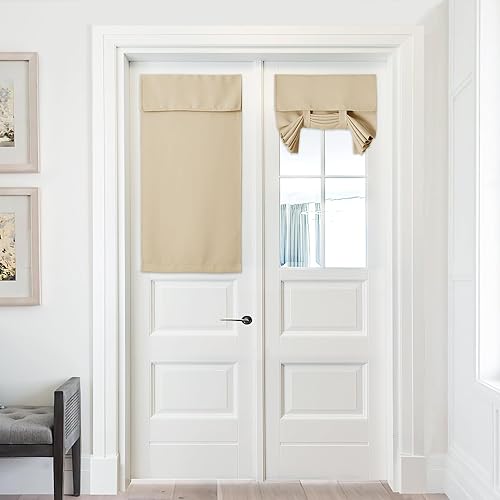 Miniatura 1 de PONY DANCE Cortinas para puerta de cocina, persianas opacas con aislamiento térmico para puerta francesa, privacidad completa, pantalla pequeña para