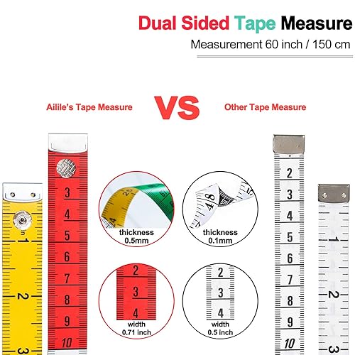 Miniatura 7 de Cinta métrica para el cuerpo, tela, costura, tela a medida, medidas para manualidades en casa, 60 pulgadas59.1 in, suave, multicolor, cinta métrica