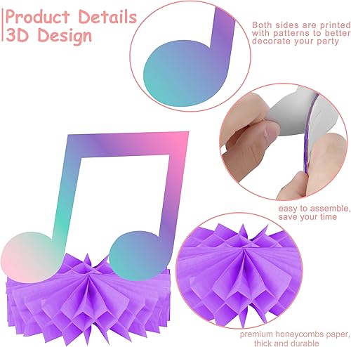 Miniatura 3 de C L cooper life Centros de mesa con temática de nido de abeja musical, decoración de fiesta de cumpleaños musical, 11 piezas de centro de mesa