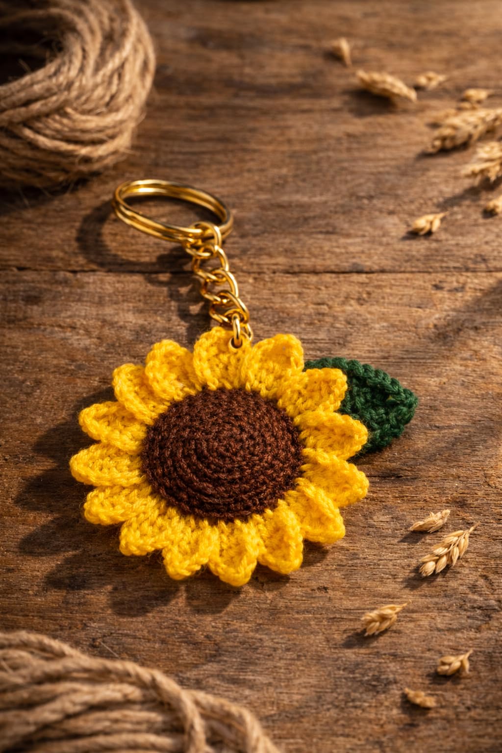 Handmade Crochet Sunflower Keychain for Women & Girls | Knitted Flower Key Ring | Cute Bag Charm for Backpack Purse Car Keys | Aesthetic Handmade Gift for Friend Sister Girlfriend-image-11