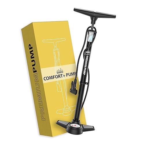 DANSI Standluftpumpe, mit Adapter, passend für alle gängigen Ventile, mit Manometer, mit Druckablassventil