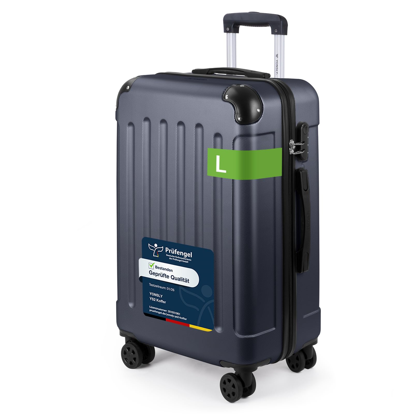 YONSLY Trolley Koffer Set, Reisekoffer, Rollkoffer Handgepäck, Kabinkoffer Suitcase, Gepäckset mit 360° Rollen, Hartschalenreisekoffer, Zahlenschloss, Gummigriff
