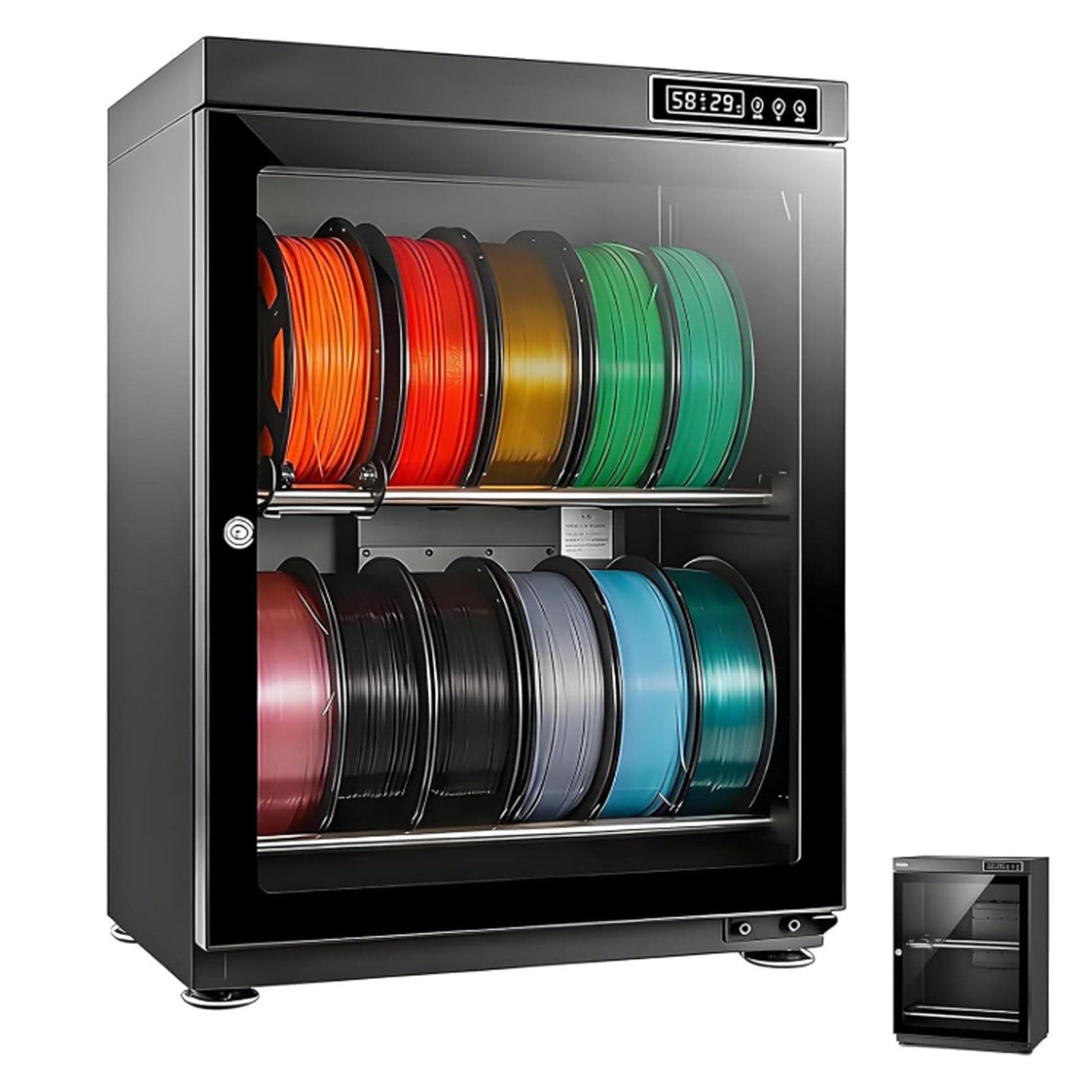 Caja de almacenamiento de filamento 3D antihumedad, gabinete seco sellado de metal, universal para suministros de impresión 3D PLA ABS, 3 niveles