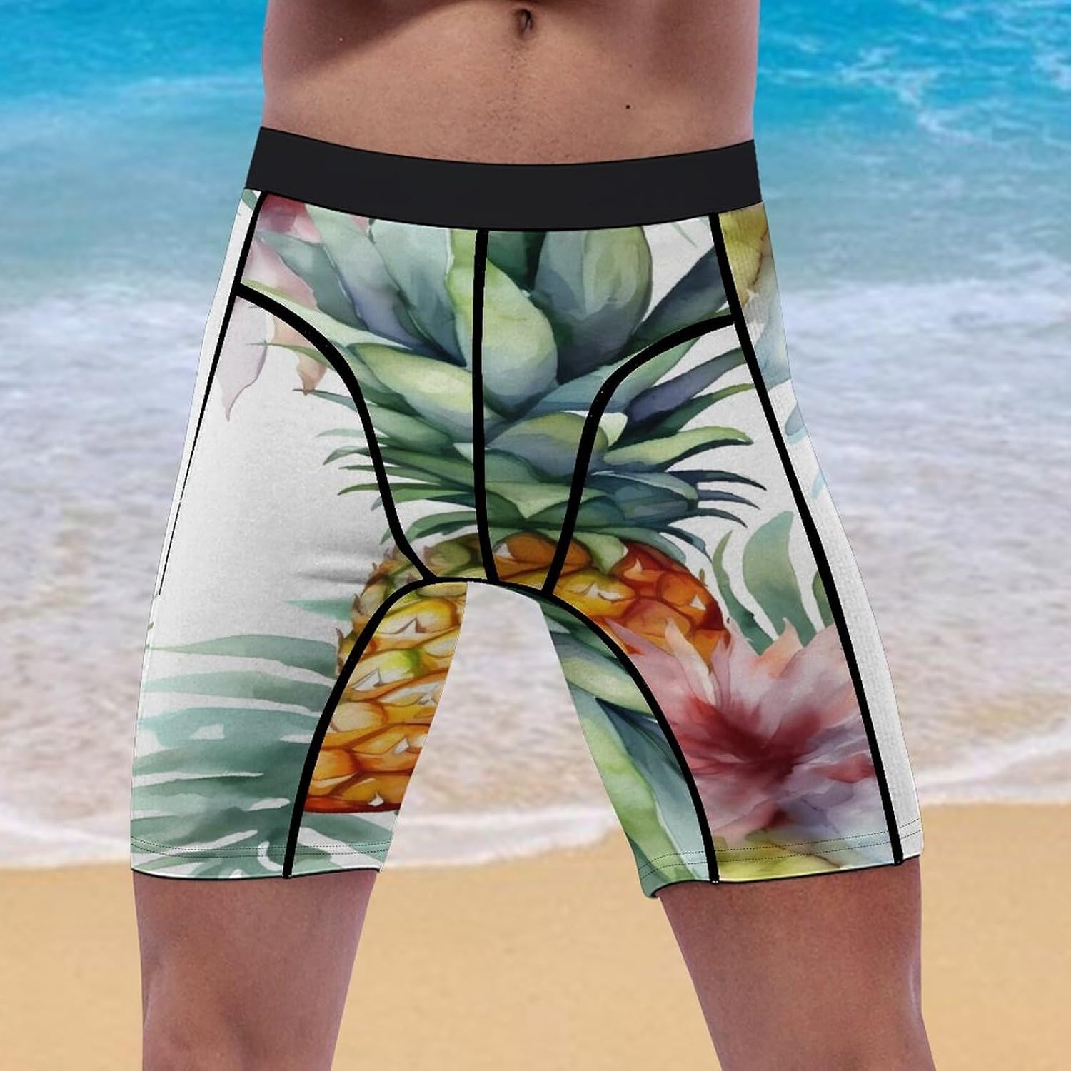 Tropical Pineapple Compression Shorts Men Spandex Sport Shorts Workout Performance Baselayer Underwear