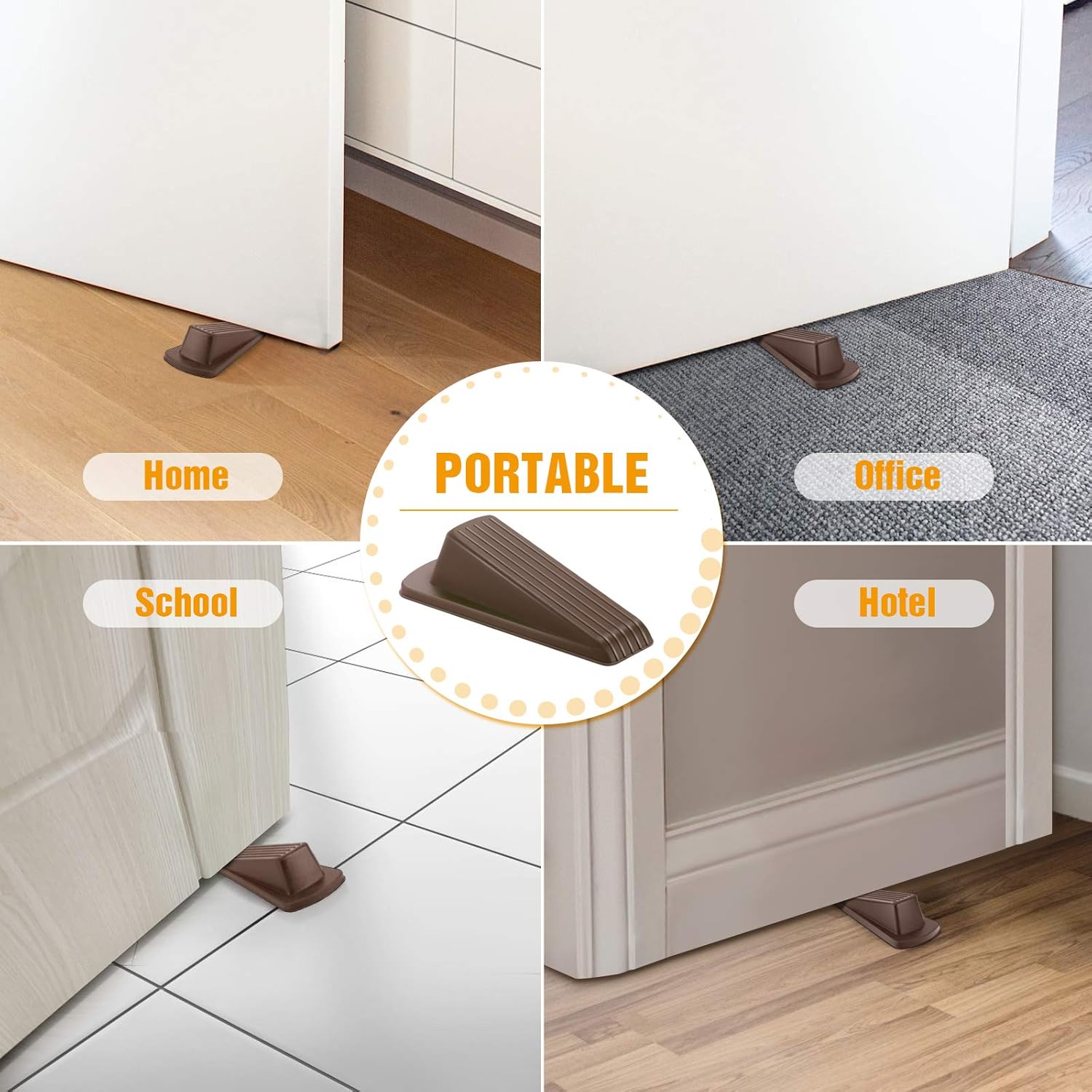 Crosize Door Stoppers for Floor Rubber Door Stop Wedge, Door Gaps and Prevent The Lock-Outs,Floor Sturdy Stackable Door Stop for Carpet Heavy Duty Door (3 Pack, Brown) : Office Products