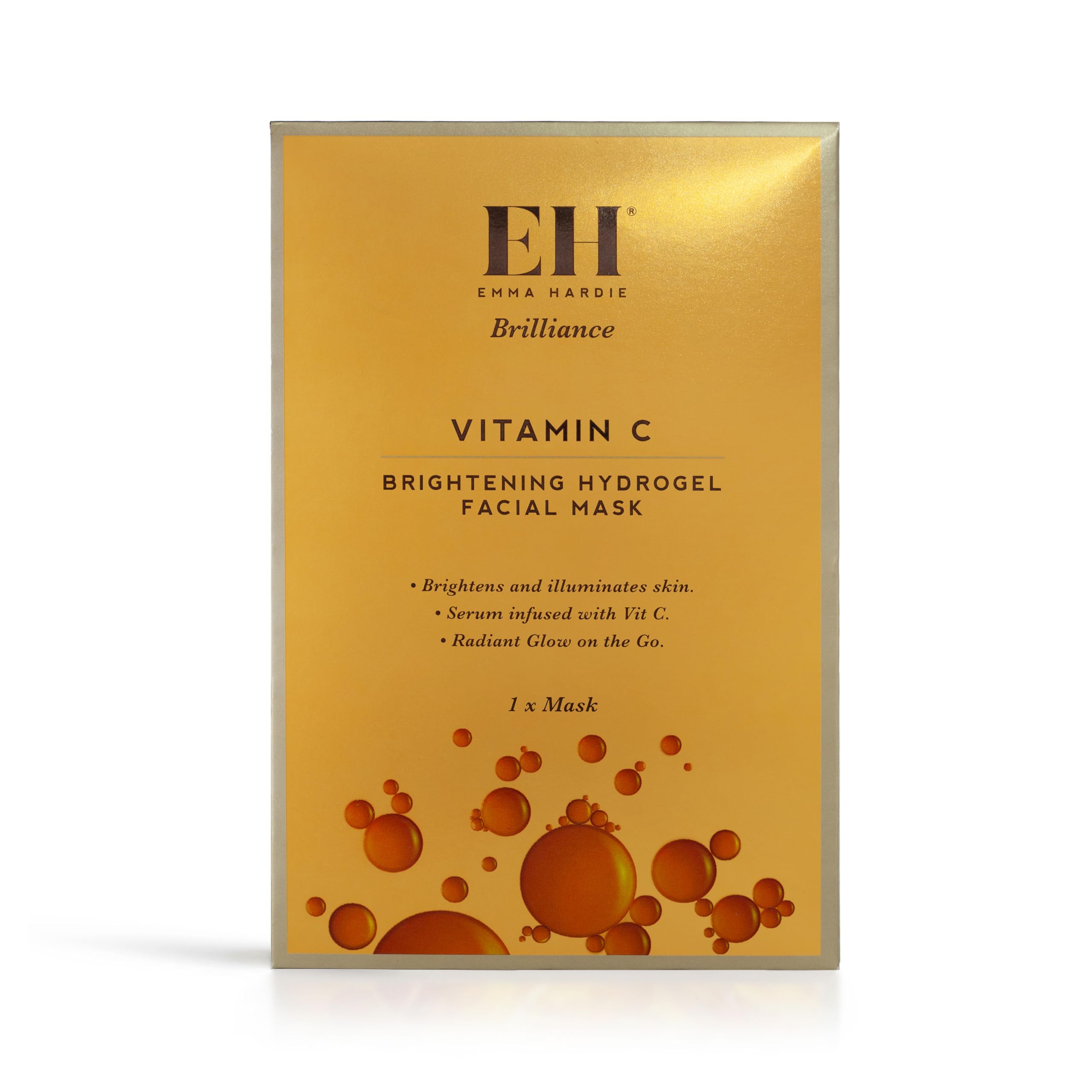 Emma Hardie Vitamin C Brightening Hydrogel Mask (1 Piece), Illuminates & Revitalises Dull Skin, Infused with Vitamin C & Liquorice Extract for Radiant Glow, Hydrating Serum-Soaked Sheet Mask