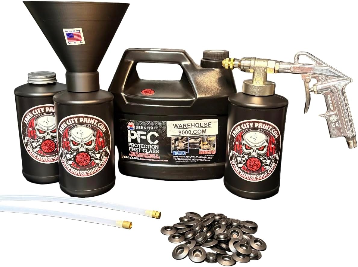 Berkebile PFC Amber Pro Undercoating Spray Gun & Custom Threaded Funnel - 2 Wand Kit (3 W Quart Bottles)